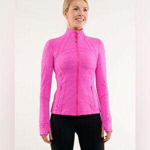 Lululemon Define Jacket Full Zip Heathered Bright Pink Size 10 EUC